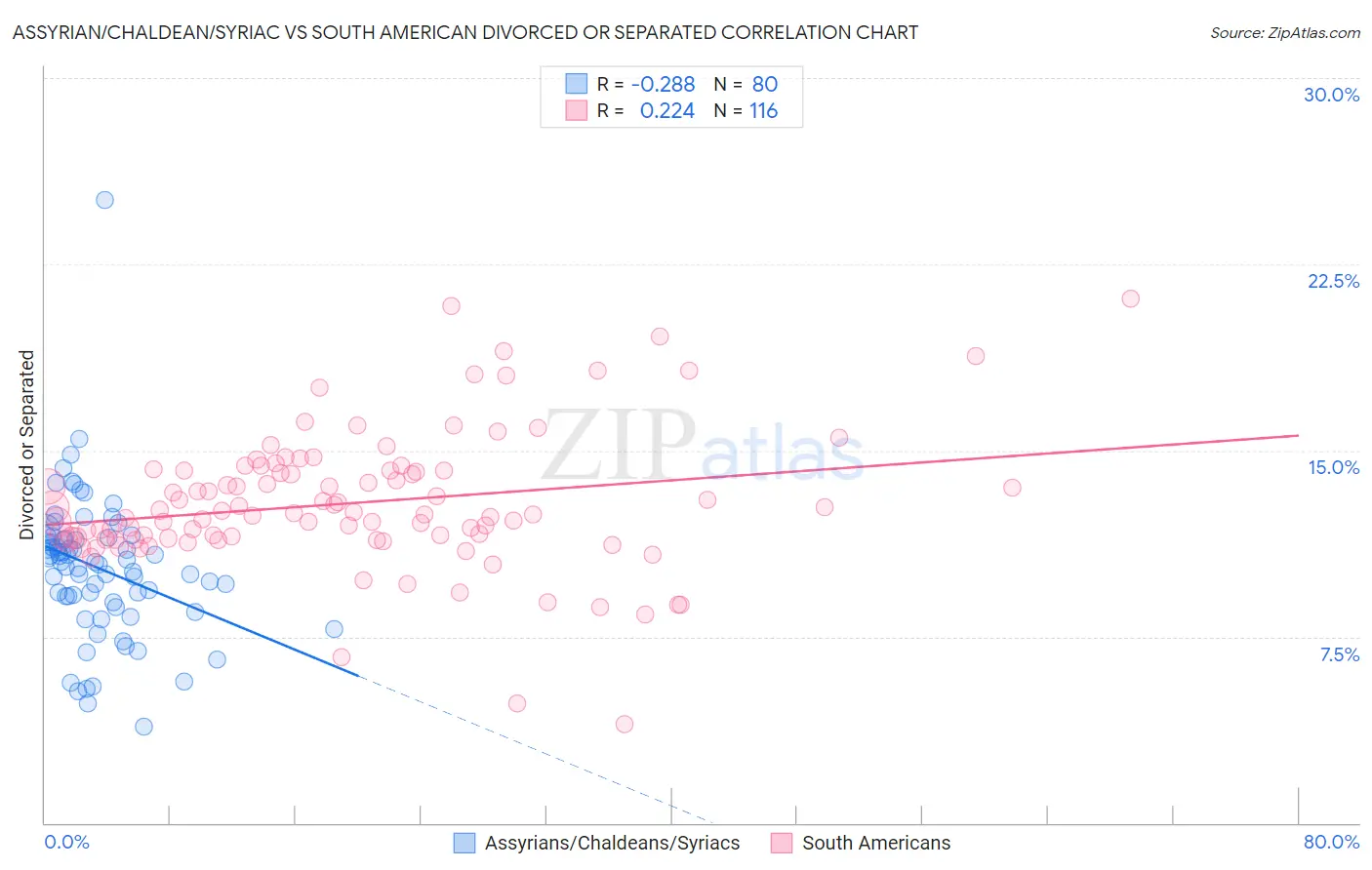 Assyrian/Chaldean/Syriac vs South American Divorced or Separated