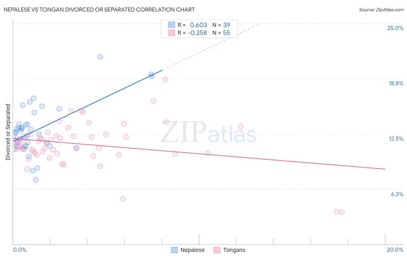 Nepalese vs Tongan Divorced or Separated