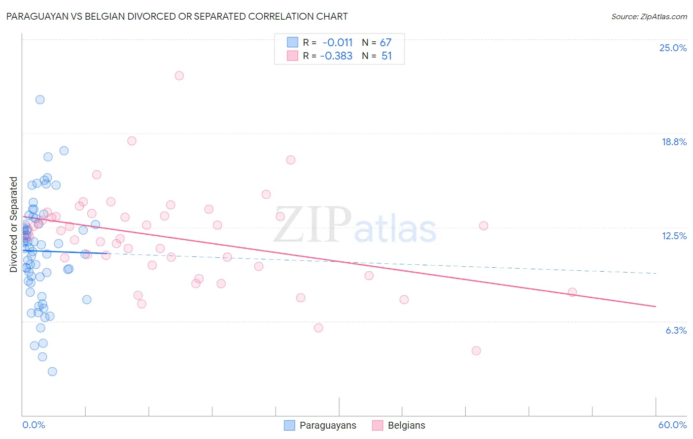 Paraguayan vs Belgian Divorced or Separated