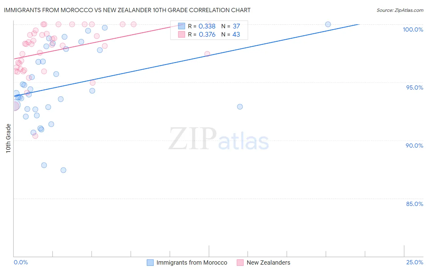 Immigrants from Morocco vs New Zealander 10th Grade