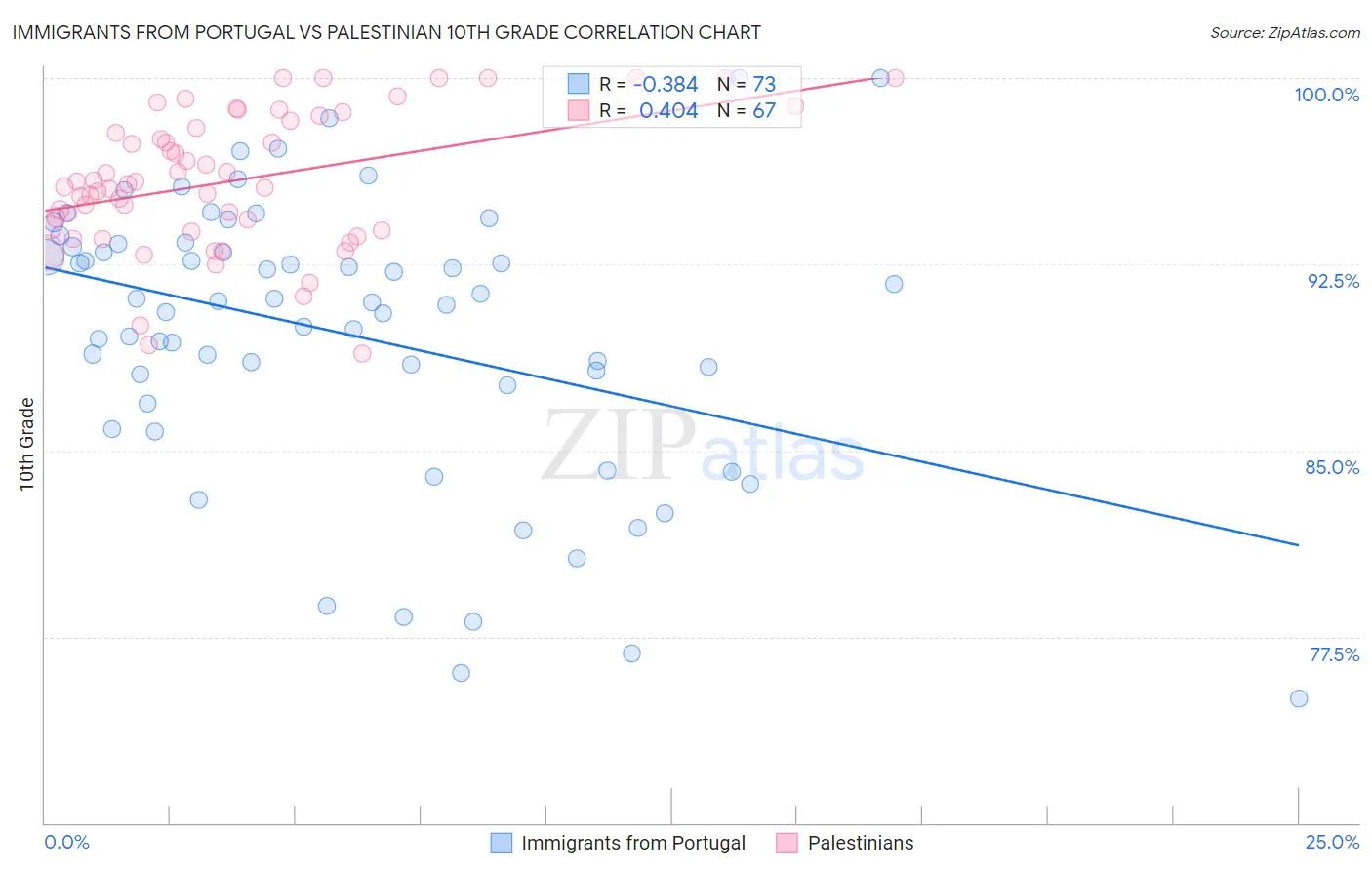 Immigrants from Portugal vs Palestinian 10th Grade