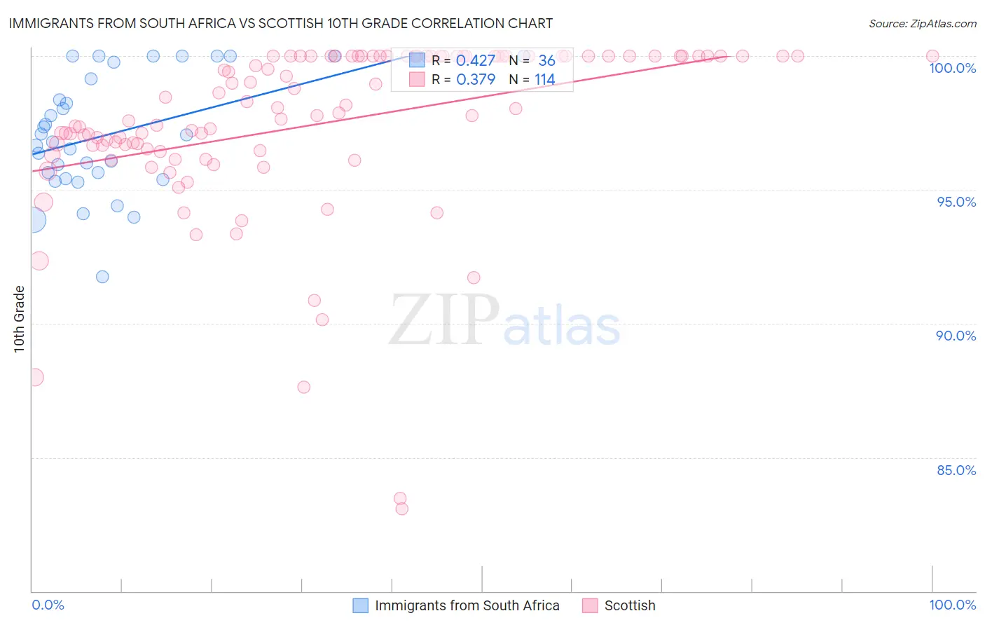 Immigrants from South Africa vs Scottish 10th Grade