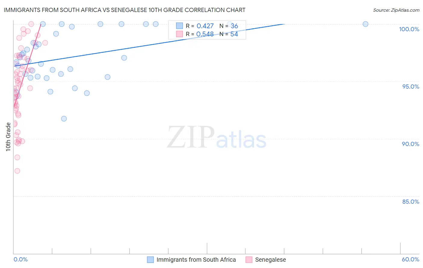 Immigrants from South Africa vs Senegalese 10th Grade