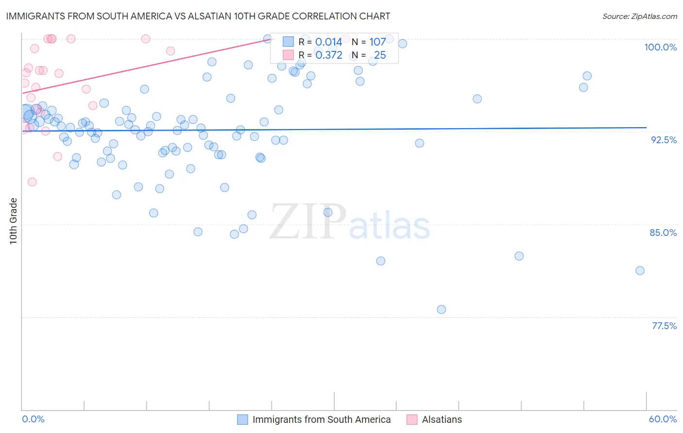 Immigrants from South America vs Alsatian 10th Grade