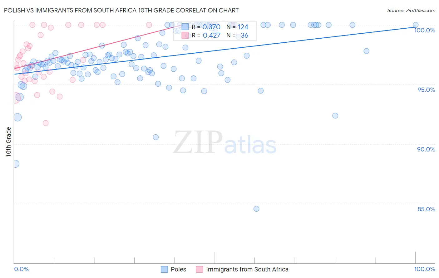 Polish vs Immigrants from South Africa 10th Grade