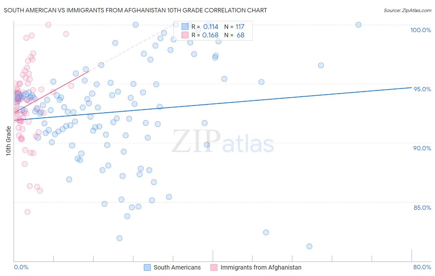 South American vs Immigrants from Afghanistan 10th Grade