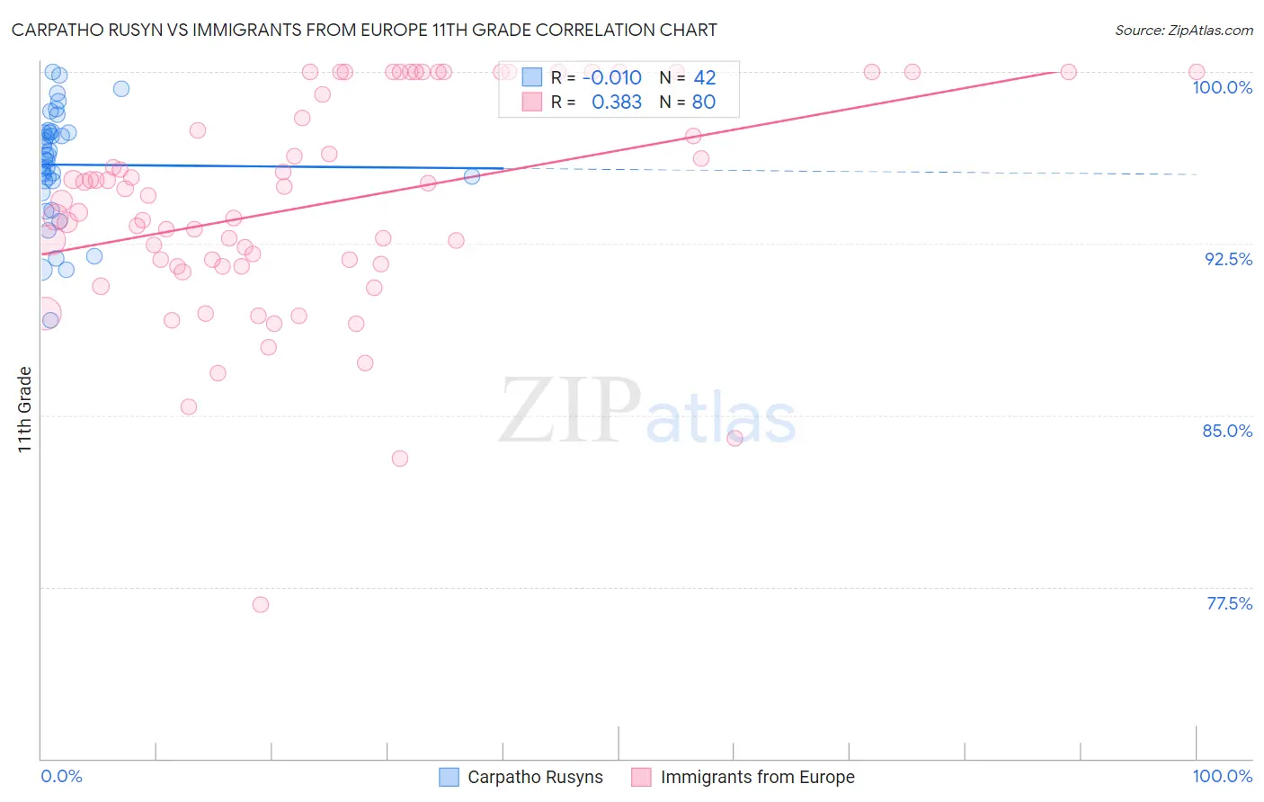 Carpatho Rusyn vs Immigrants from Europe 11th Grade