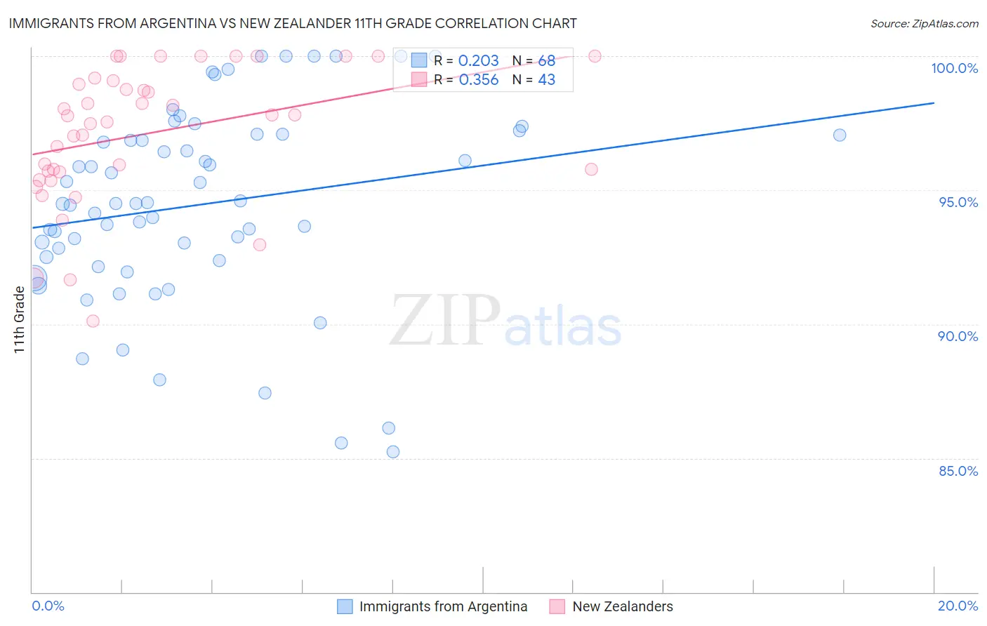 Immigrants from Argentina vs New Zealander 11th Grade