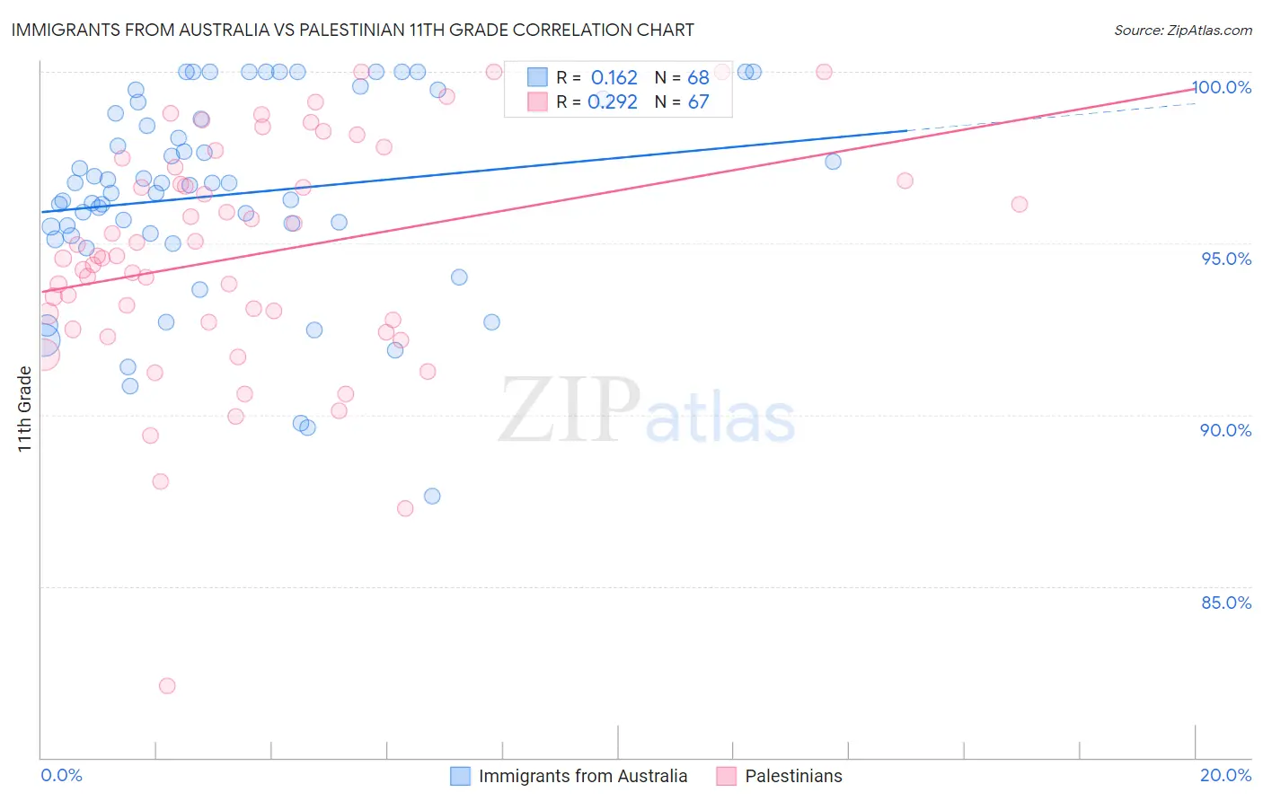 Immigrants from Australia vs Palestinian 11th Grade