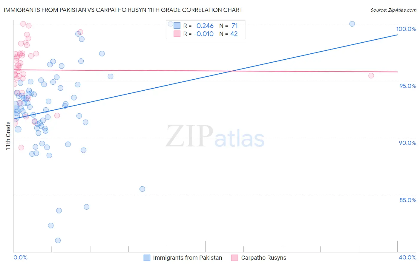 Immigrants from Pakistan vs Carpatho Rusyn 11th Grade