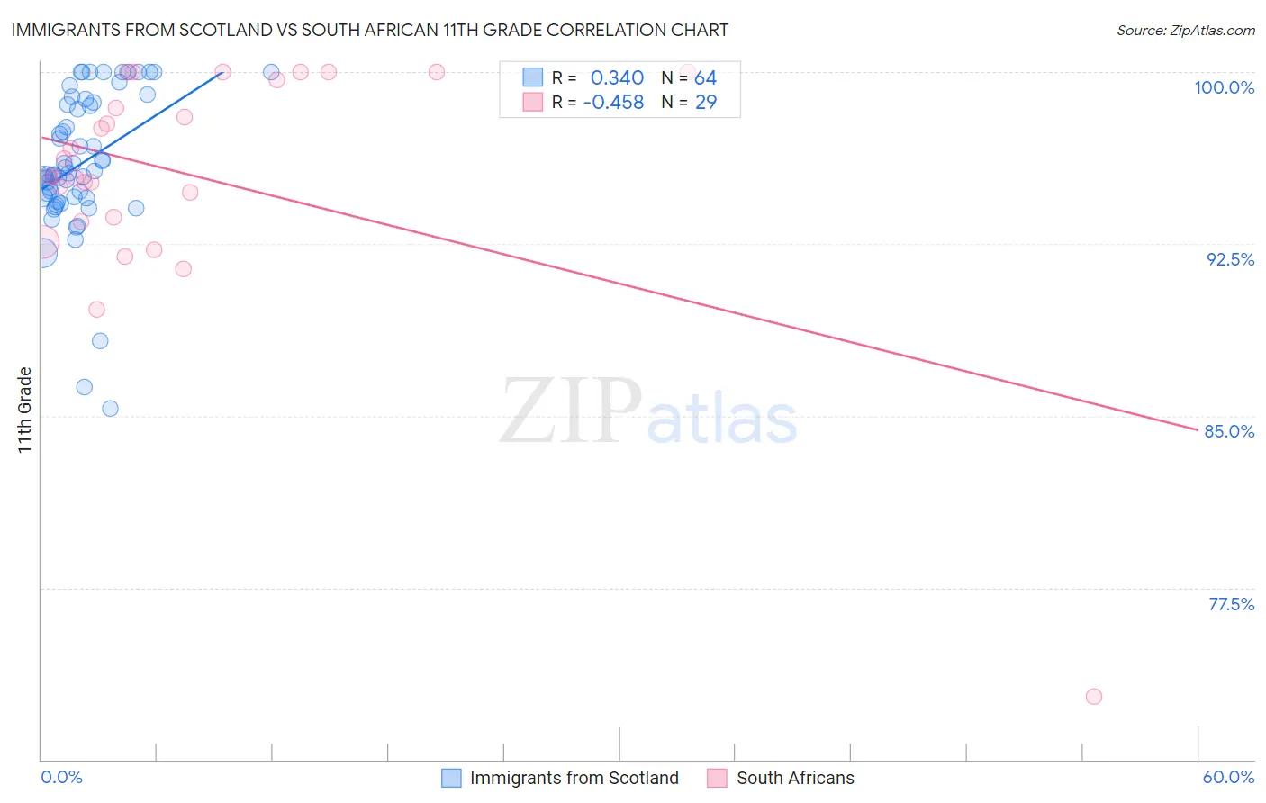 Immigrants from Scotland vs South African 11th Grade