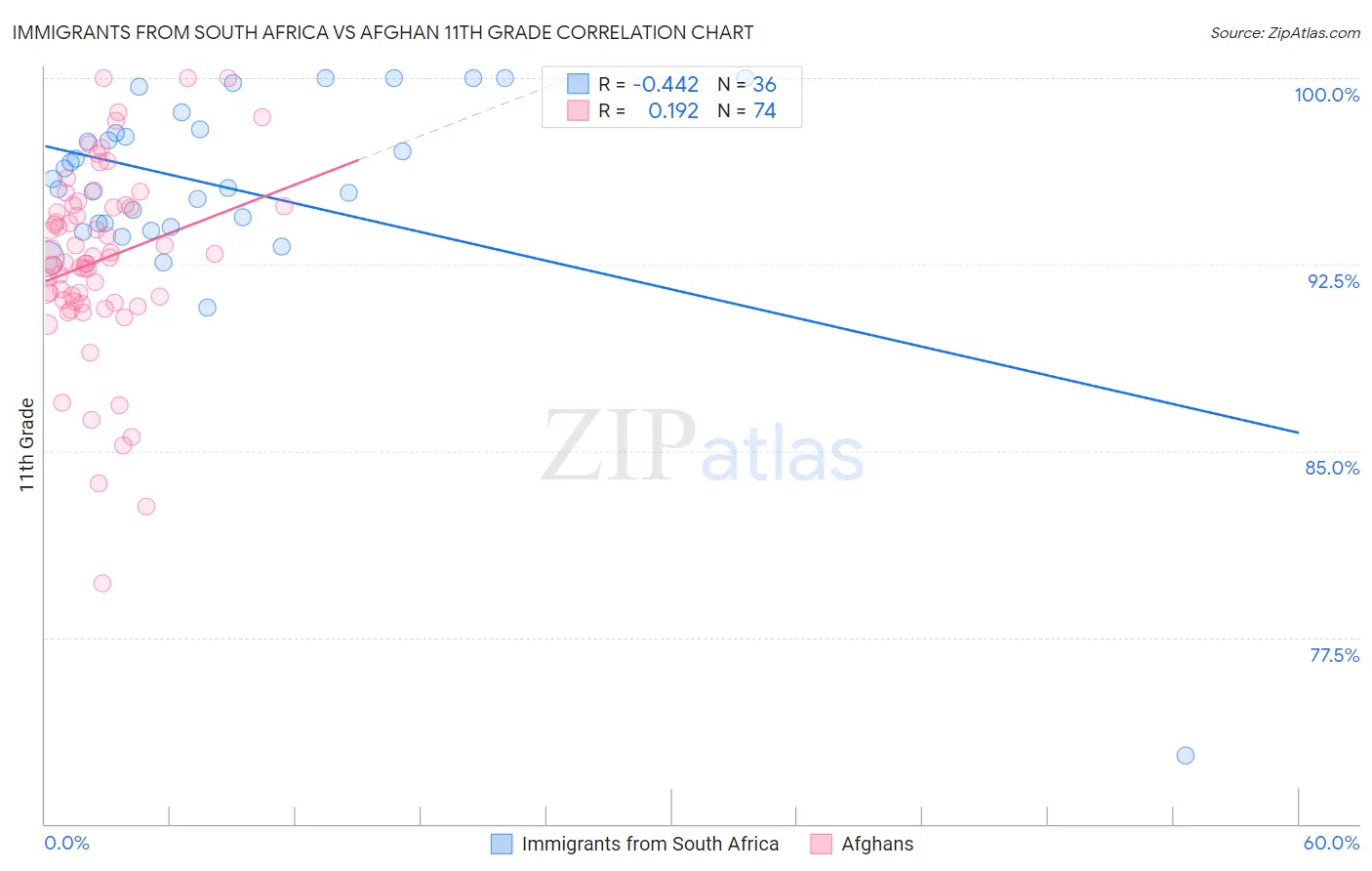 Immigrants from South Africa vs Afghan 11th Grade