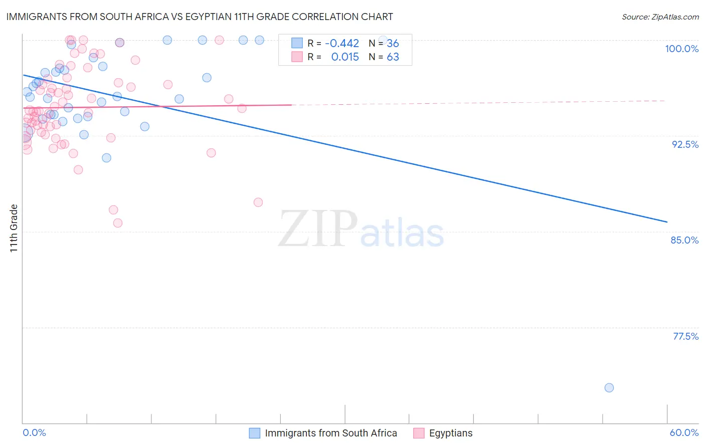 Immigrants from South Africa vs Egyptian 11th Grade