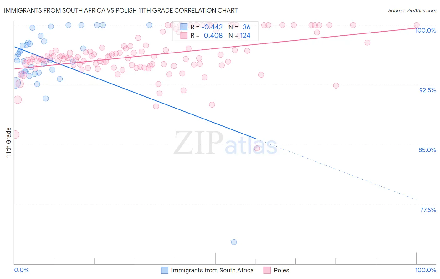 Immigrants from South Africa vs Polish 11th Grade