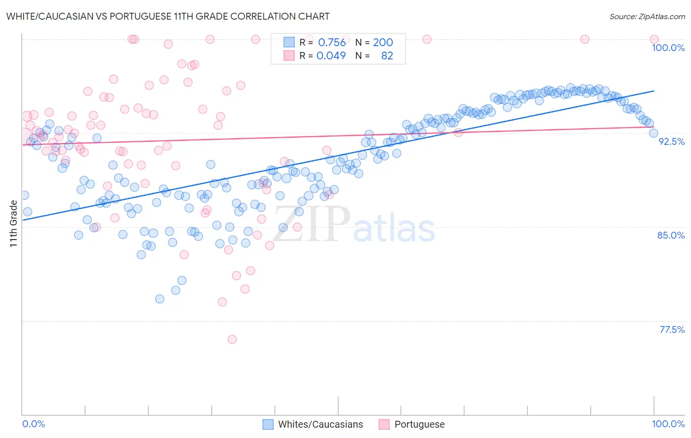 White/Caucasian vs Portuguese 11th Grade