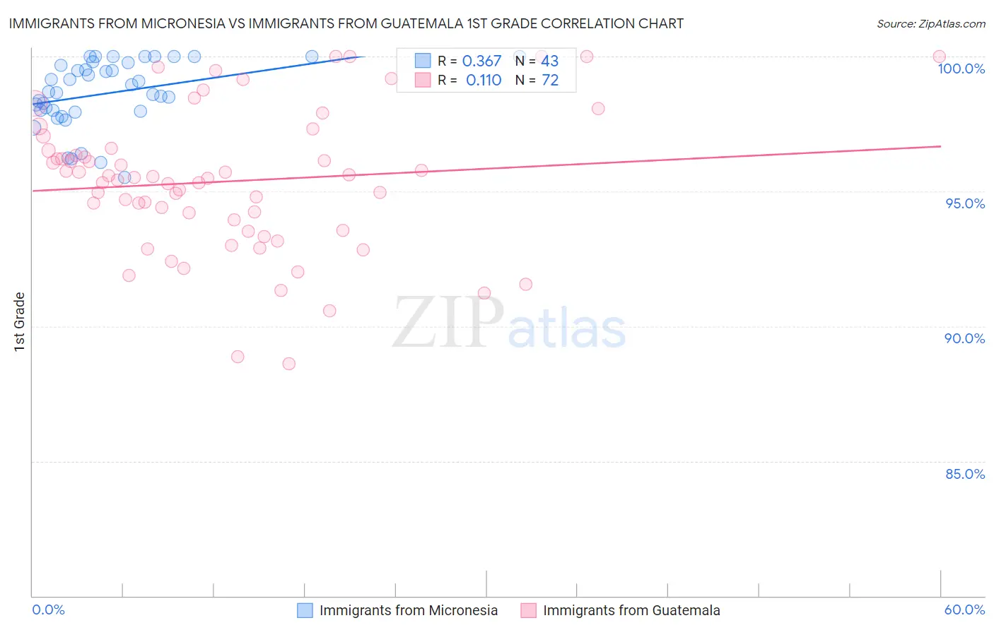 Immigrants from Micronesia vs Immigrants from Guatemala 1st Grade