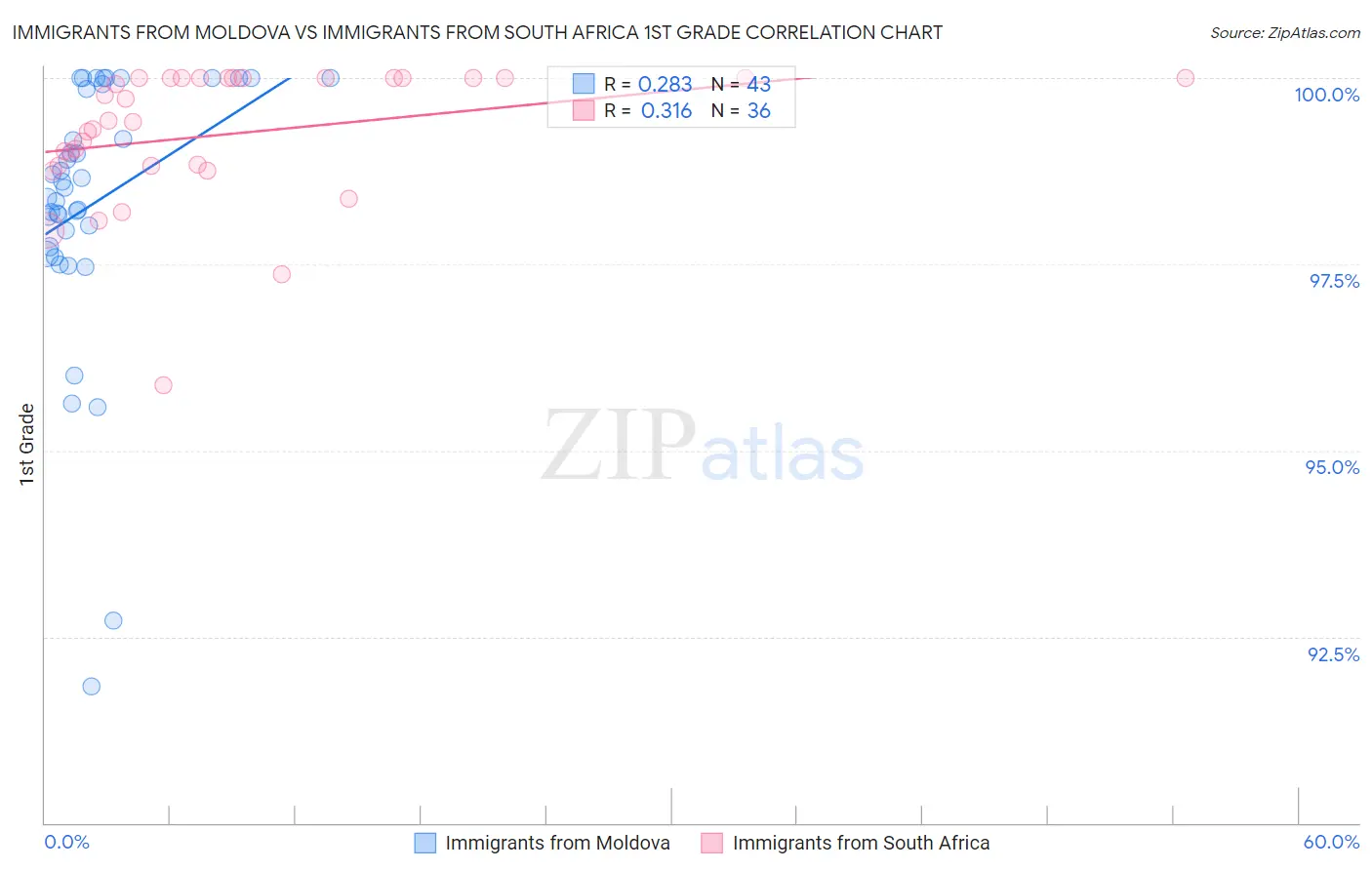 Immigrants from Moldova vs Immigrants from South Africa 1st Grade