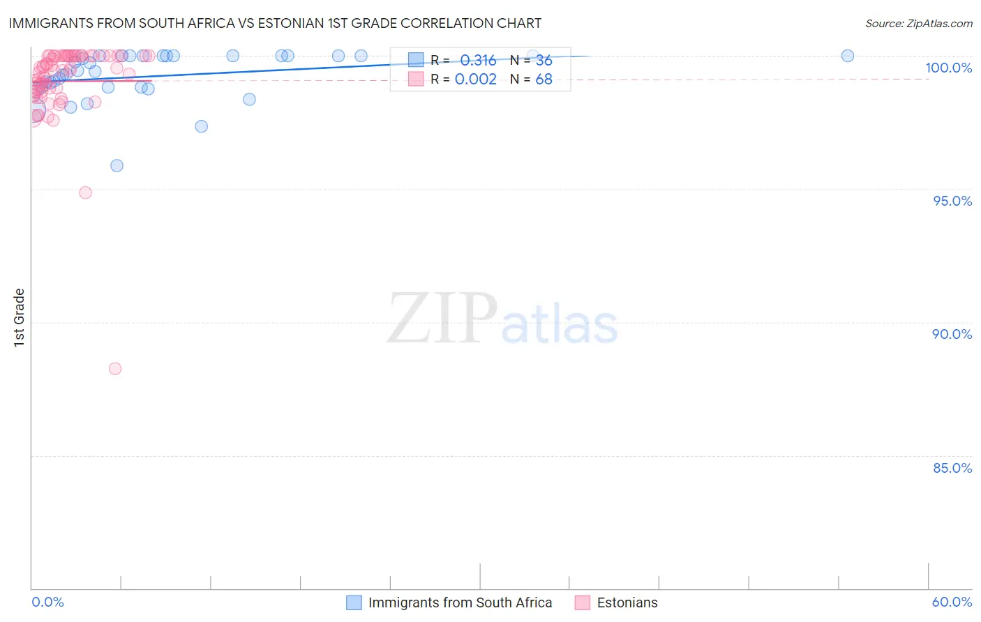 Immigrants from South Africa vs Estonian 1st Grade