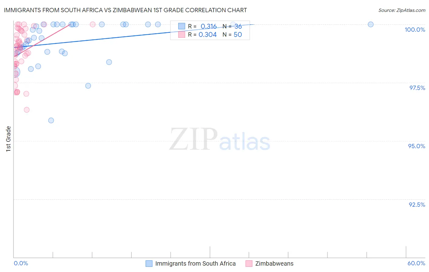 Immigrants from South Africa vs Zimbabwean 1st Grade