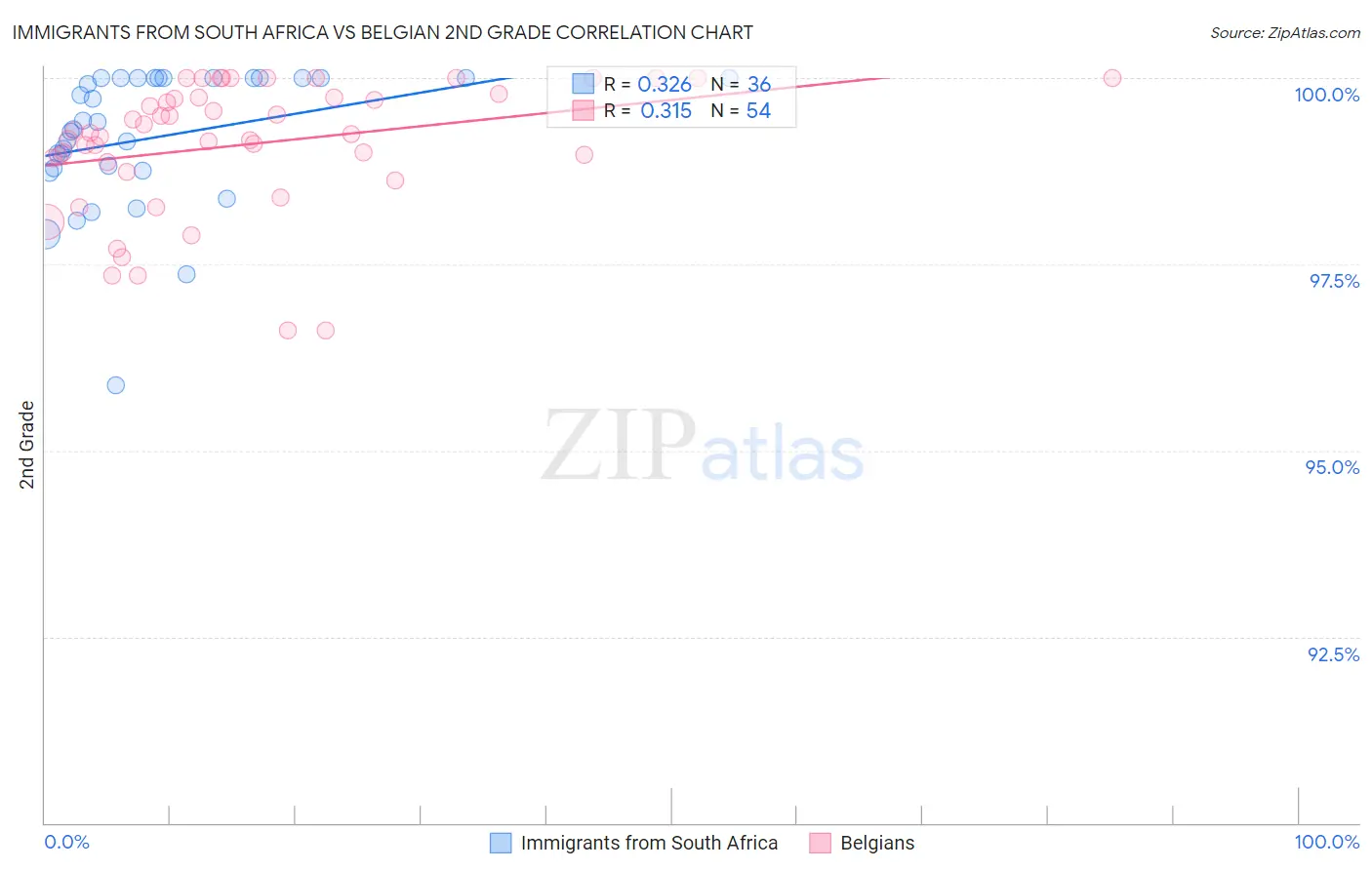 Immigrants from South Africa vs Belgian 2nd Grade