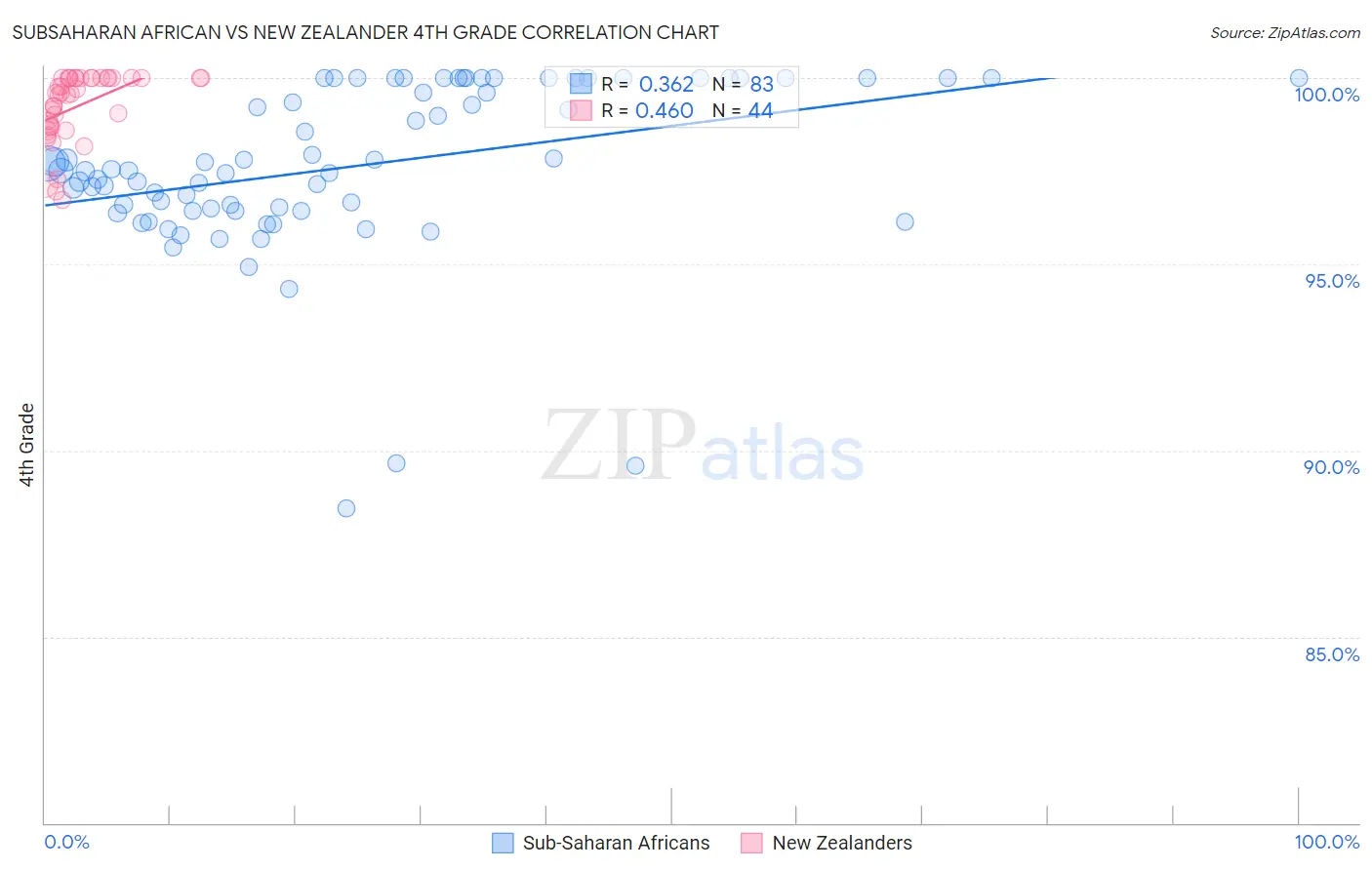 Subsaharan African vs New Zealander 4th Grade