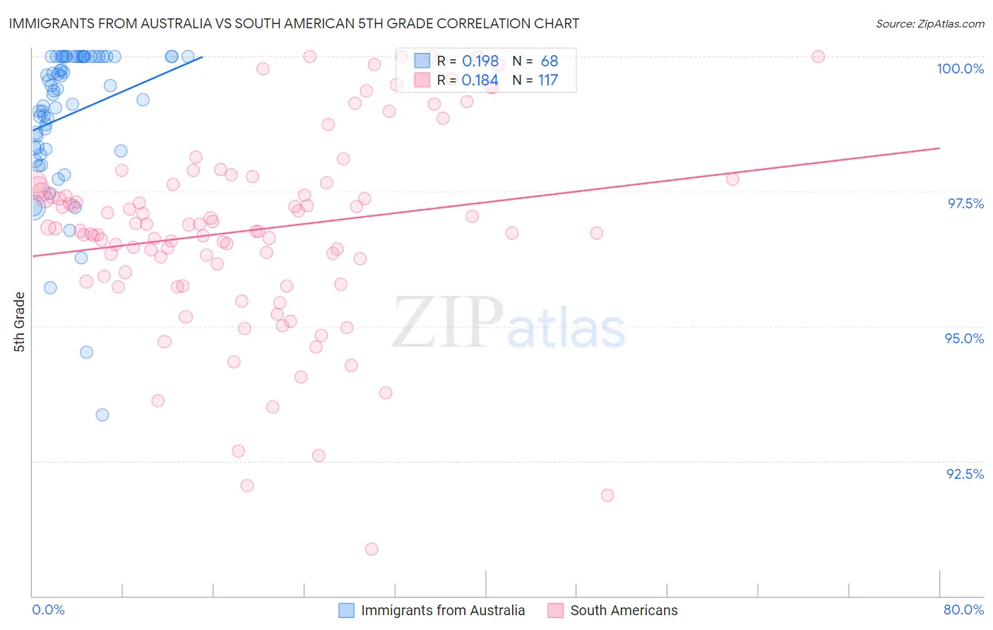 Immigrants from Australia vs South American 5th Grade