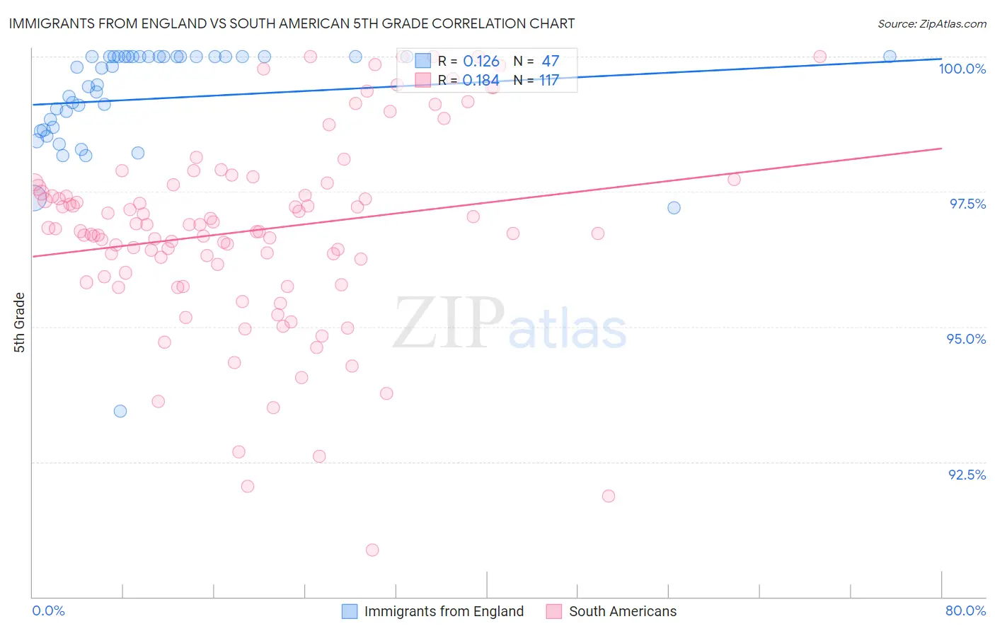 Immigrants from England vs South American 5th Grade