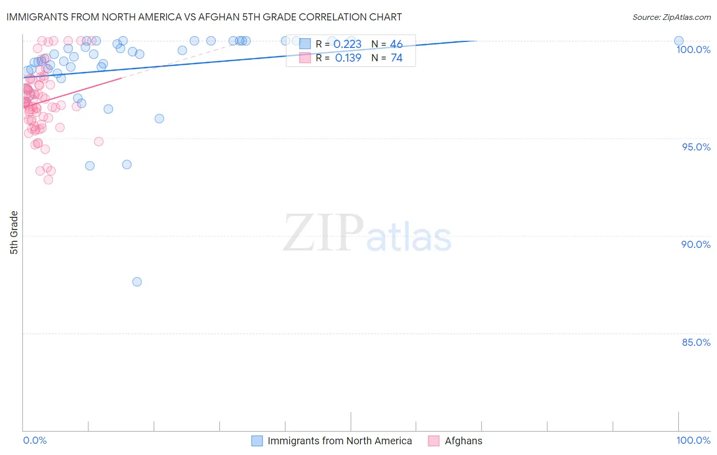 Immigrants from North America vs Afghan 5th Grade