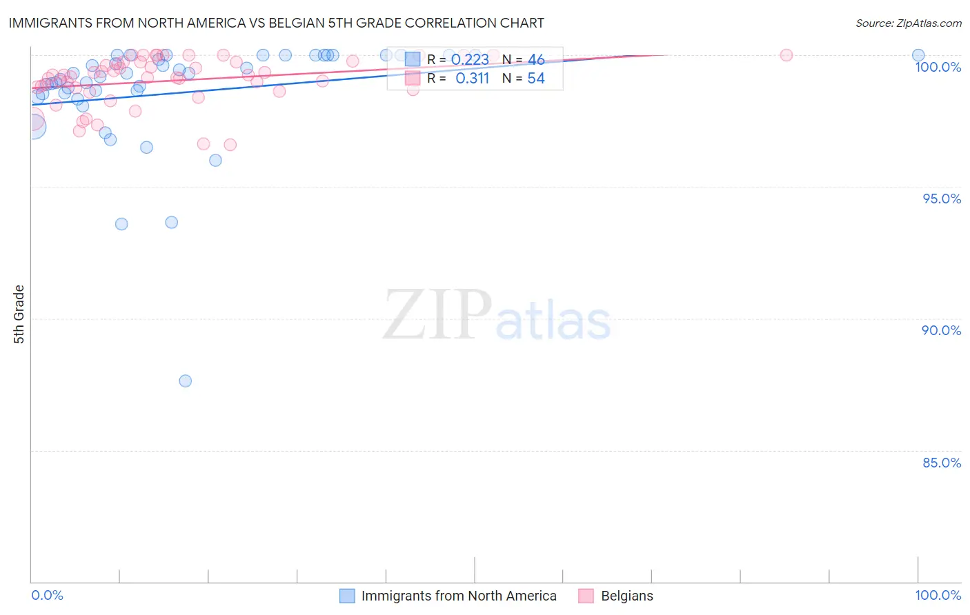 Immigrants from North America vs Belgian 5th Grade