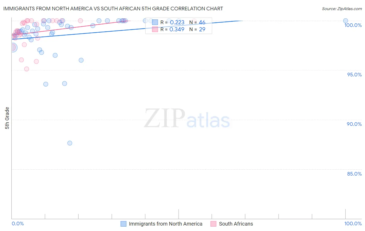 Immigrants from North America vs South African 5th Grade