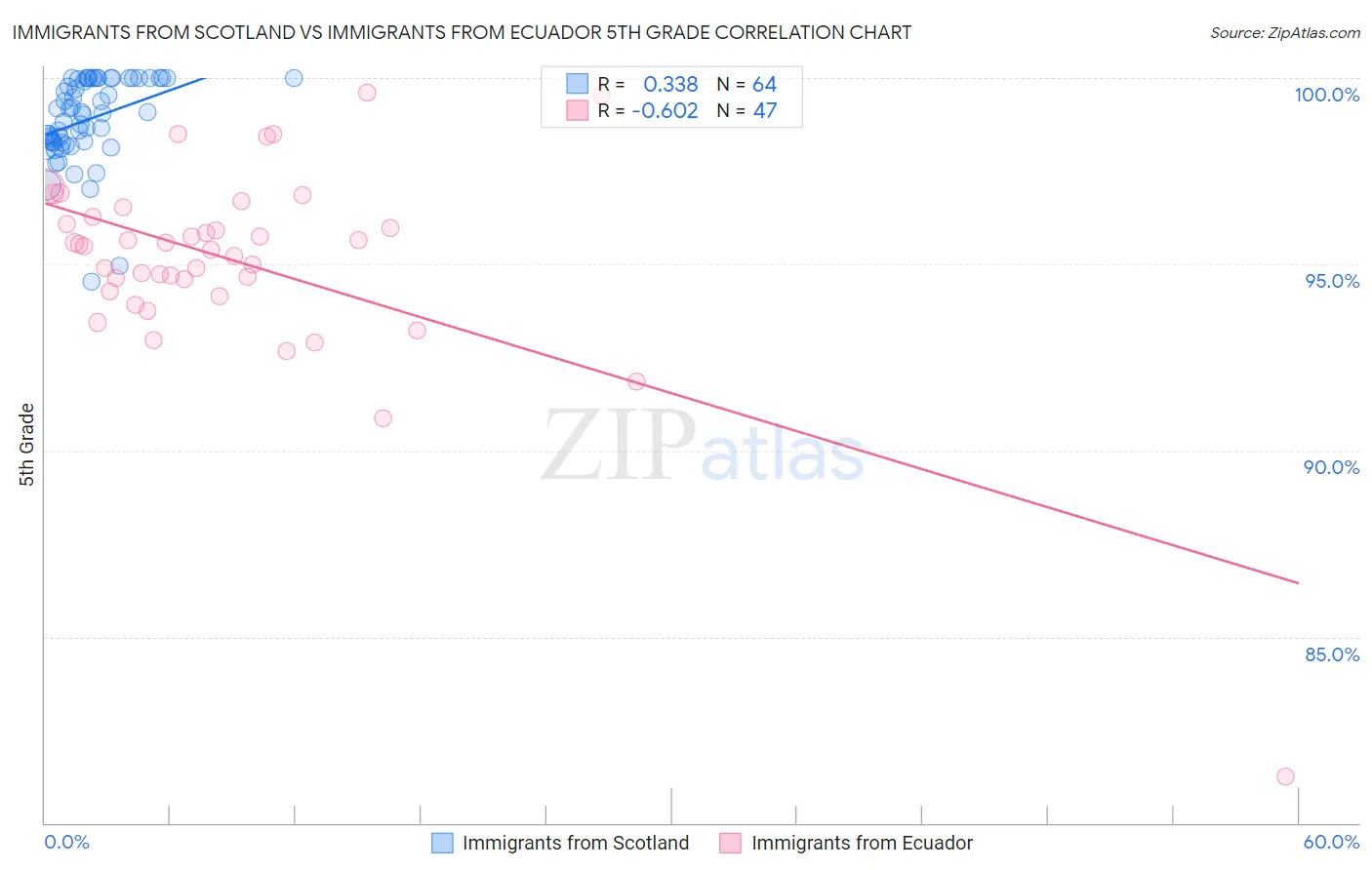 Immigrants from Scotland vs Immigrants from Ecuador 5th Grade