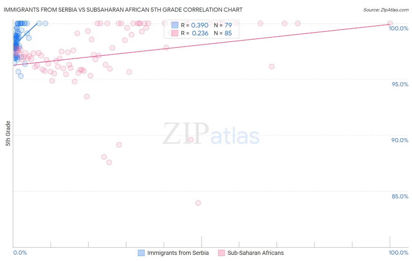 Immigrants from Serbia vs Subsaharan African 5th Grade