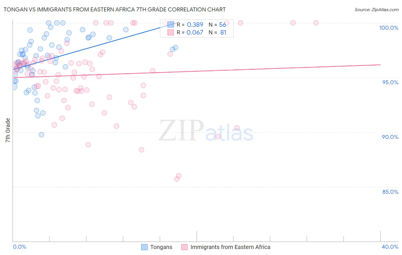 Tongan vs Immigrants from Eastern Africa 7th Grade