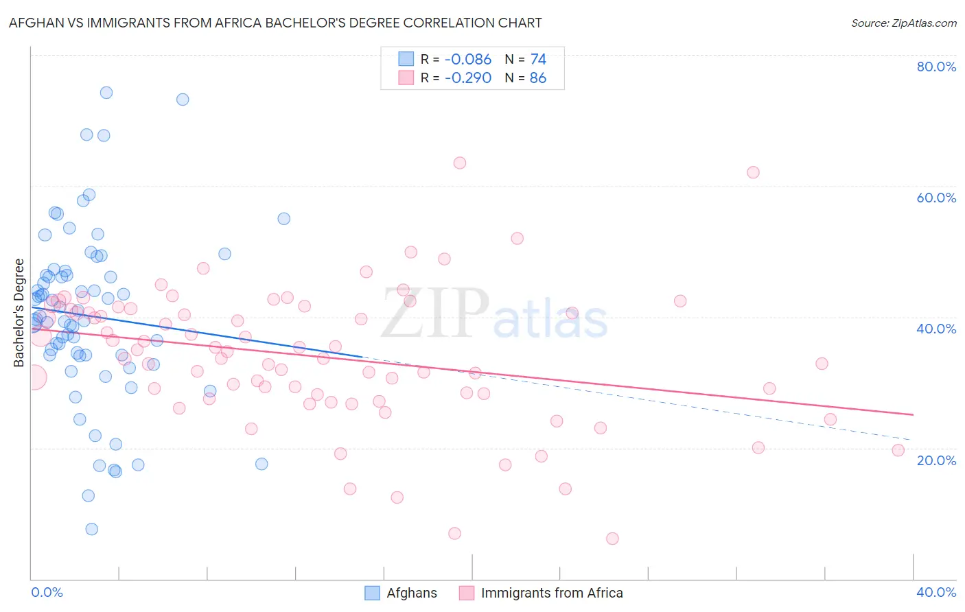 Afghan vs Immigrants from Africa Bachelor's Degree