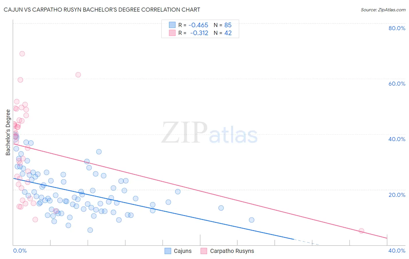 Cajun vs Carpatho Rusyn Bachelor's Degree