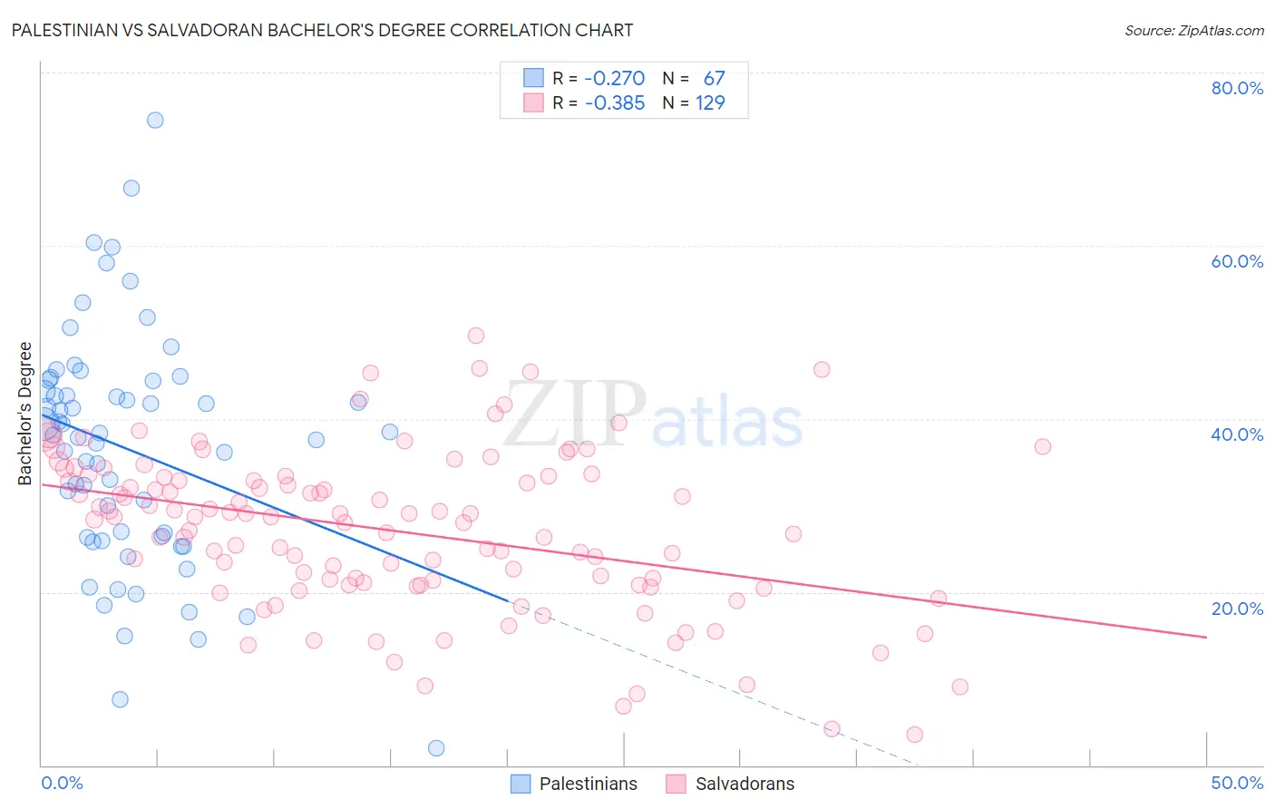 Palestinian vs Salvadoran Bachelor's Degree
