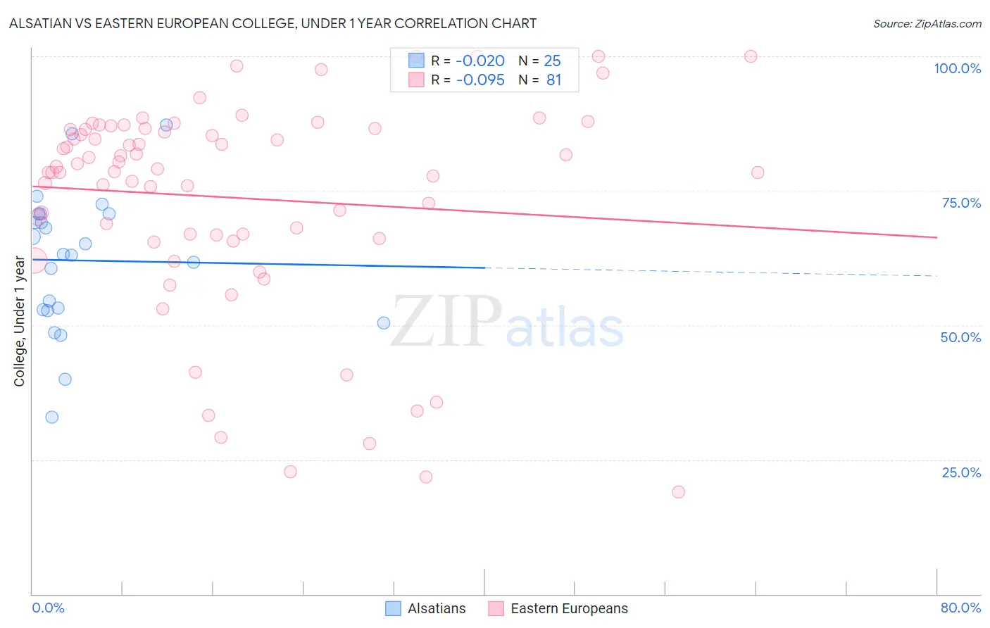 Alsatian vs Eastern European College, Under 1 year