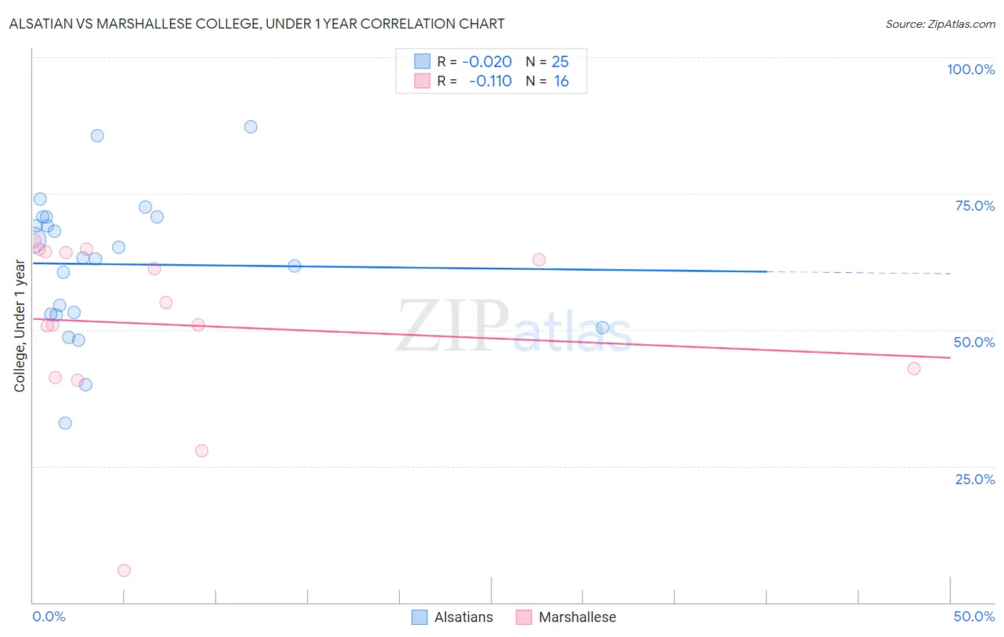 Alsatian vs Marshallese College, Under 1 year