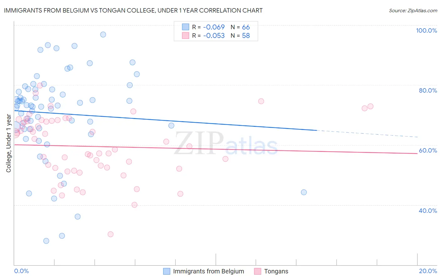 Immigrants from Belgium vs Tongan College, Under 1 year