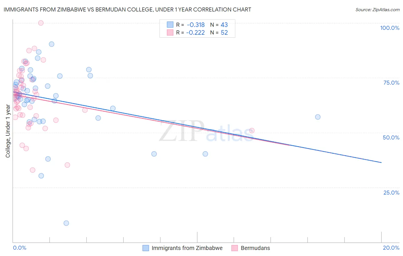 Immigrants from Zimbabwe vs Bermudan College, Under 1 year