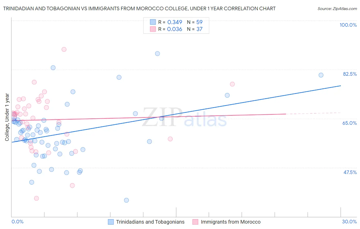 Trinidadian and Tobagonian vs Immigrants from Morocco College, Under 1 year