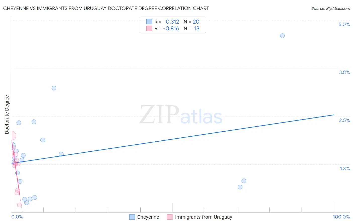 Cheyenne vs Immigrants from Uruguay Doctorate Degree