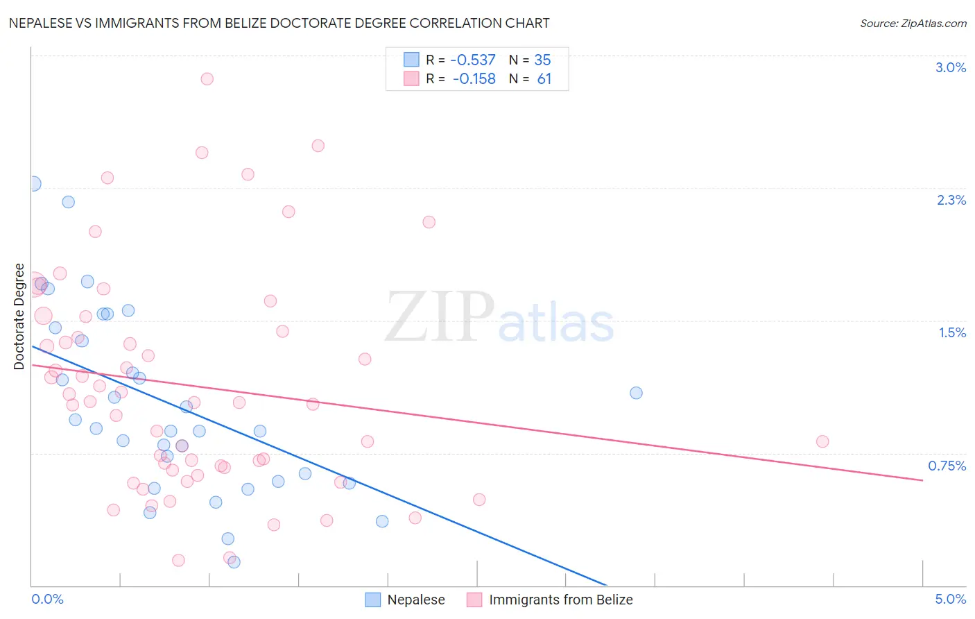 Nepalese vs Immigrants from Belize Doctorate Degree