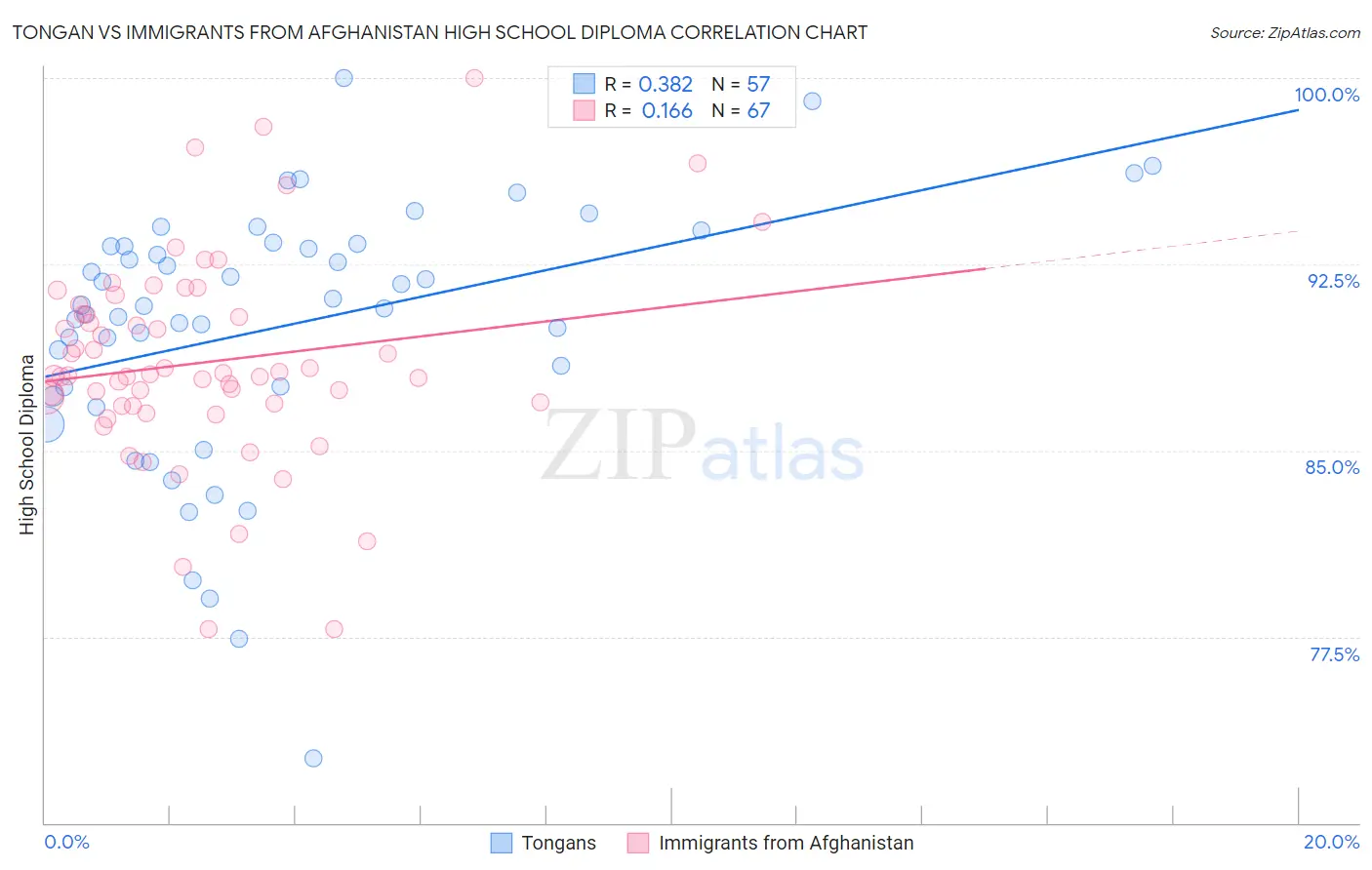 Tongan vs Immigrants from Afghanistan High School Diploma