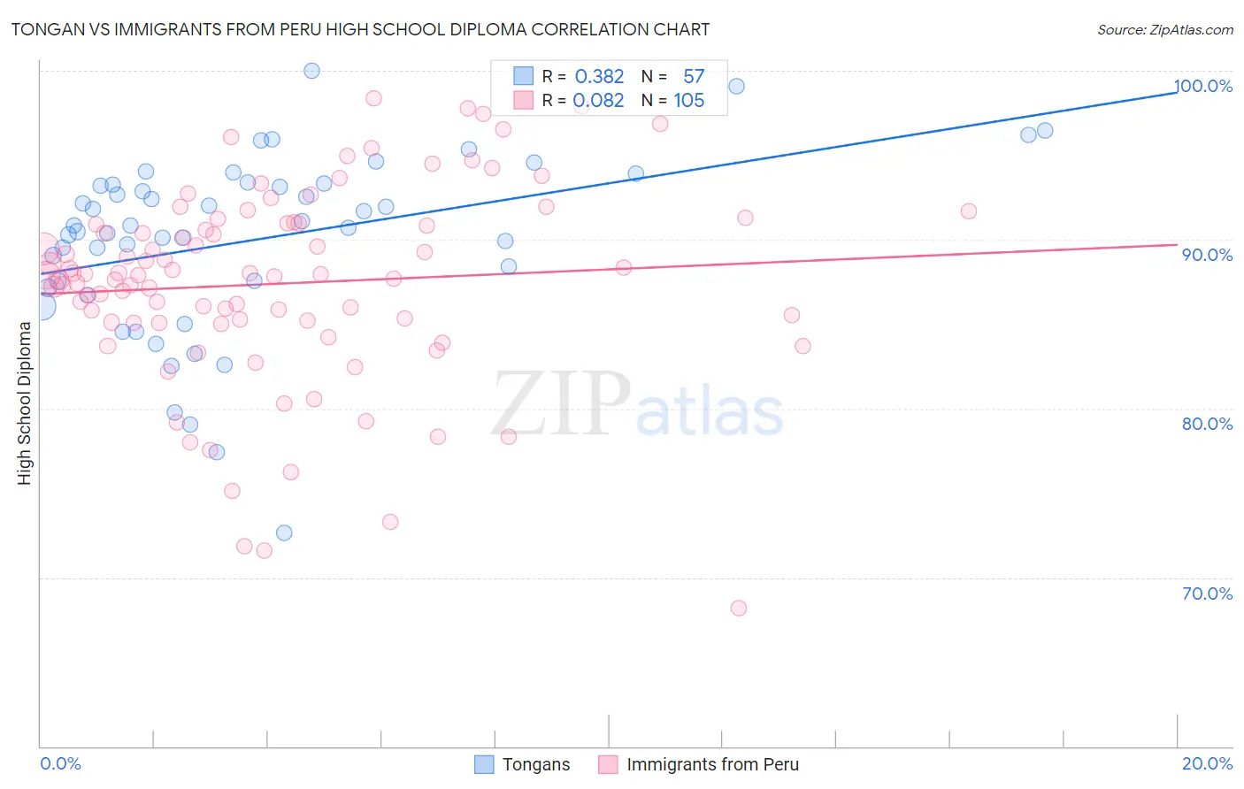 Tongan vs Immigrants from Peru High School Diploma