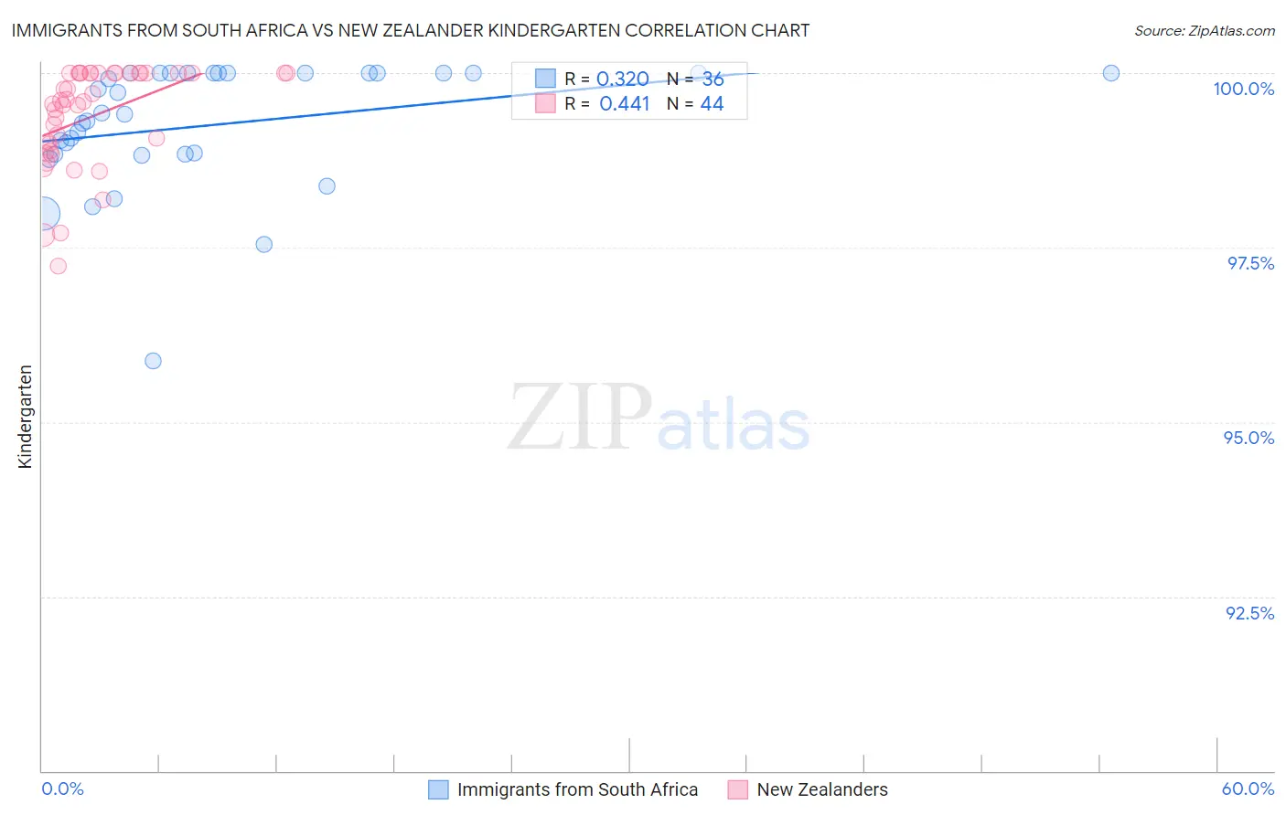 Immigrants from South Africa vs New Zealander Kindergarten