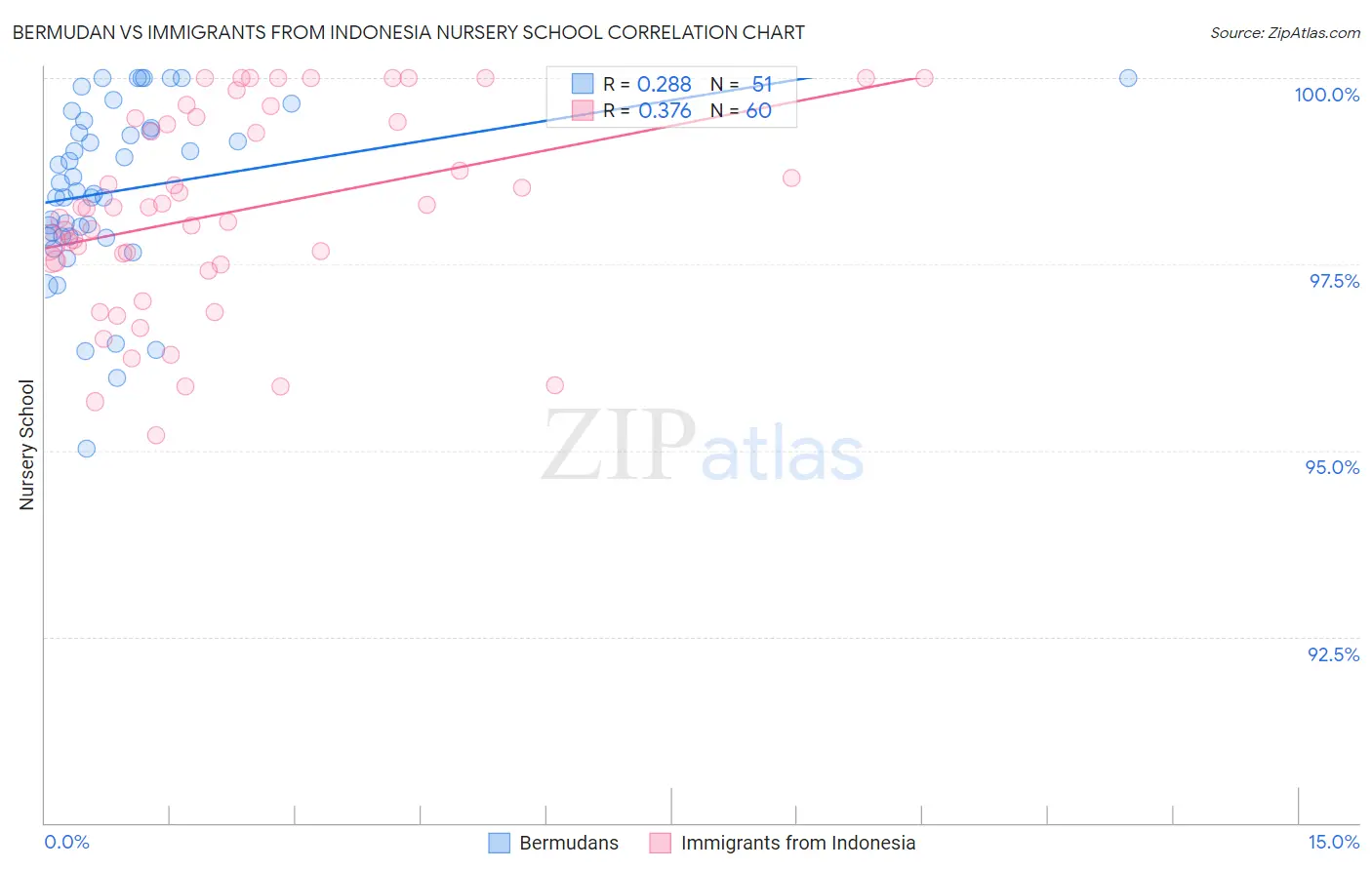 Bermudan vs Immigrants from Indonesia Nursery School