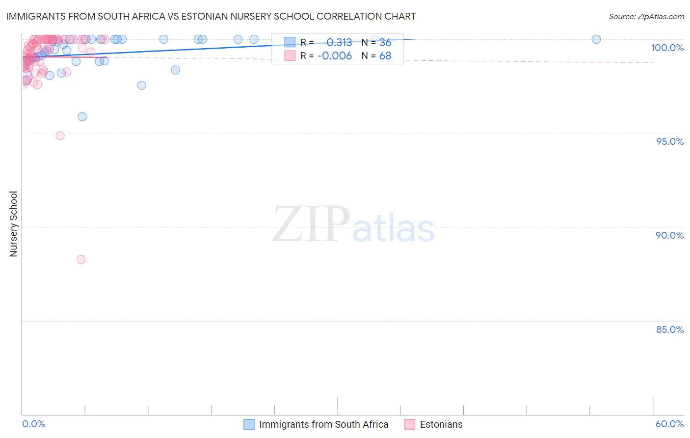 Immigrants from South Africa vs Estonian Nursery School