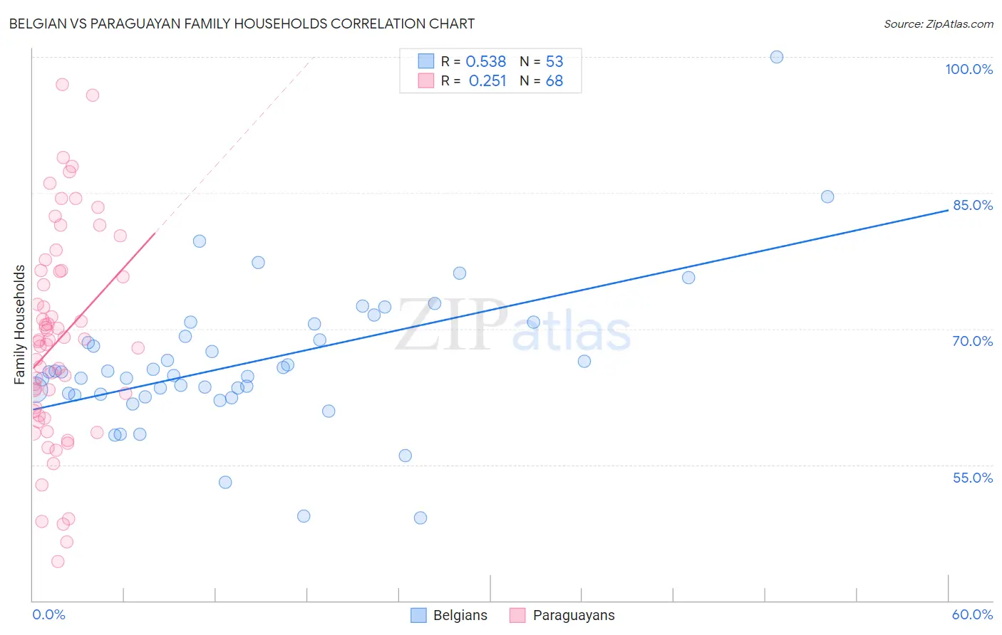 Belgian vs Paraguayan Family Households