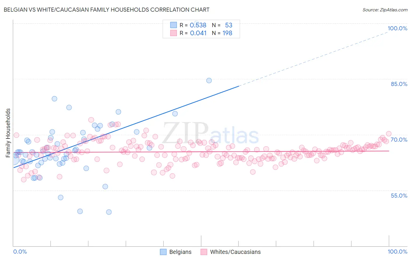Belgian vs White/Caucasian Family Households